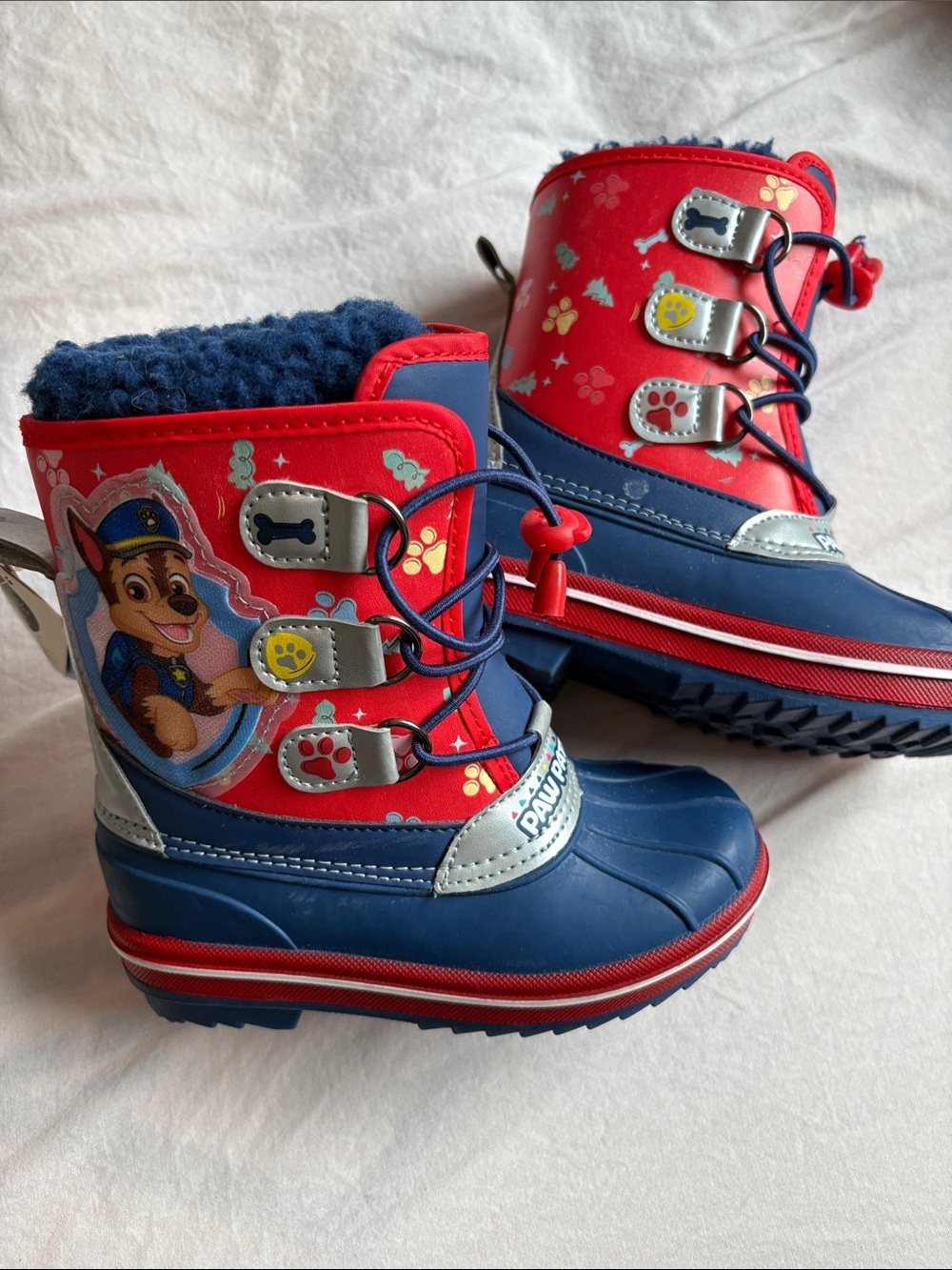 Paw Patrol Red and Navy Kids Winter Boots with Character Patch